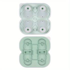 1pc Penguin Model Ice Maker Mold Whiskey Frozen Penguin Ice Cubes Spherical Ice Grid Ice Mold Food Grade (Color: 4 Even Penguin Ice Trays - Green)
