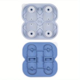 1pc Penguin Model Ice Maker Mold Whiskey Frozen Penguin Ice Cubes Spherical Ice Grid Ice Mold Food Grade Ice Storage Box (Color: 4 Even Penguin Ice Trays - Blue)