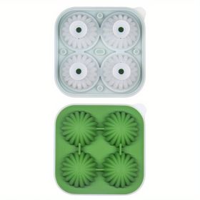 1pc Fairy Ball Ice Tray Ice Ball Mold Whiskey Silicone Ice Box Silicone Ice Tray Ice Ball With Funnel Integrated (Color: 4 Cactus Ice Trays - Green)