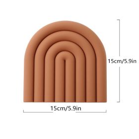 1pc Rainbow Silicone Heat Insulation Pad Heat Resistant For Pots And Pans (Color: Orange)