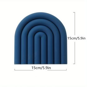 1pc Rainbow Silicone Heat Insulation Pad; Eco Friendly Soft Table Mat; Heat Resistant Silicone Trivets For Pots And Pans; Square Silicone Hot Pads (Color: Dark Blue)