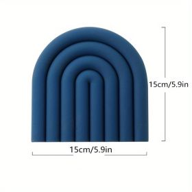 1pc Rainbow Silicone Heat Insulation Pad Heat Resistant For Pots And Pans (Color: Dark Blue)