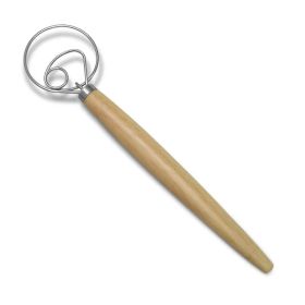 1pc Stainless Steel Dough Whisk With Wooden Handle - Bread Making Tool For Kitchen; Ideal For Homemade Pizza; Bread Dough And Pastry; Rust-Resistant A (Color: Flour Mixer)