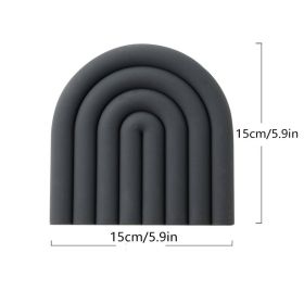 1pc Rainbow Silicone Heat Insulation Pad Heat Resistant For Pots And Pans (Color: Dark Gray)