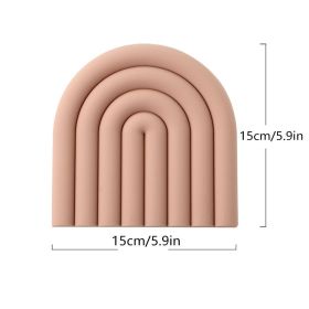 1pc Rainbow Silicone Heat Insulation Pad Heat Resistant For Pots And Pans (Color: Pink)