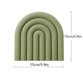 1pc Rainbow Silicone Heat Insulation Pad Heat Resistant For Pots And Pans (Color: Olive Green)