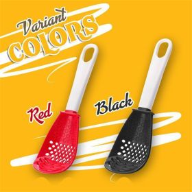 New Multifunctional Kitchen Cooking Spoon Heat-resistant Hanging Hole Innovative Potato Garlic Press Colander Flour Sifter (Color: Black*2+Red*2)