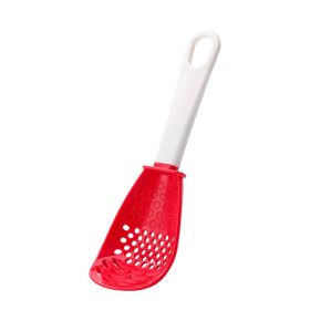 New Multifunctional Kitchen Cooking Spoon Heat-resistant Hanging Hole Innovative Potato Garlic Press Colander Flour Sifter (Color: Red)