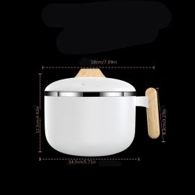 1pc 304 Stainless Steel Instant Noodle Bowl; Large Capacity Instant Noodle Bowl With Lid; Dual-purpose Anti-scalding Portable Tableware; Student Lunch (Color: Instant Noodle Bowl With Imitation Wooden Handle-White)