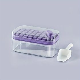 1pc Large Size 32/64 Slots Ice Mold Ice Tray Tray With Lid Ice Delivery Shovel; Creative 2-in-1 Ice Tray Mold And Storage Box One-click For Ice Extrac (Color: Purple, Quantity: 32 Cells)