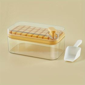 1pc Large Size 32/64 Slots Ice Mold Ice Tray Tray With Lid Ice Delivery Shovel; Creative 2-in-1 Ice Tray Mold And Storage Box One-click For Ice Extrac (Color: Orange, Quantity: 32 Cells)