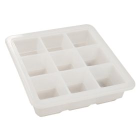 1pc Silicone Ice Tray; Food Grade Silicone Ice Cube Ice Box With Lid; Ice Mold For Complementary Food (Color: 9 Ice Trays With Lid-Transparent Color)
