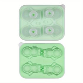 1pc Astronaut Ice Cube Mold Frozen Coffee Milk Tea Internet Celebrity Ice Mold Homemade Silicone Sorbet Ice Tray Mold (Color: 4 Astronaut Ice Trays-Green)