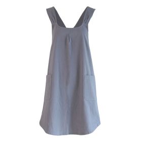 1pc Cotton Linen Apron; X-Back Aprons With Pockets; Halter Apron For Chef Gardening Cooking Baking Florist Shop Painting Pinafore Barista; Bib Overall (Color: Light Grey)