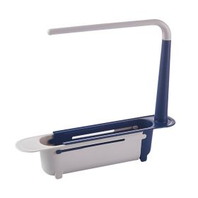 Adjustable Telescopic 2-in-1 Sink,Expandable Storage Drain Basket for Kitchen (Color: Blue)