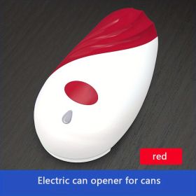1pc, Can Opener, Stainless Steel Electric Bottle Opener, Smooth Edge Food-Safe Electric Can Opener, Automatic Can Opener, Red /Green Kitchen Can Opene (Color: Red)