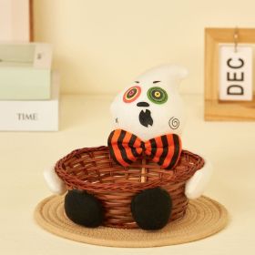 Easter Candy Basket Rattan Doll Gift Black Cat Pumpkin Ghost Holding Pose Halloween Party Decoration (Color: youlin)