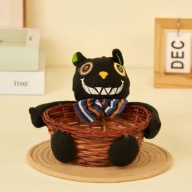 Easter Candy Basket Rattan Doll Gift Black Cat Pumpkin Ghost Holding Pose Halloween Party Decoration (Color: heise)