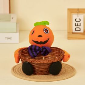 Easter Candy Basket Rattan Doll Gift Black Cat Pumpkin Ghost Holding Pose Halloween Party Decoration (Color: nangua)