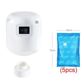 55W Powerful Vacuum Pump Vacuum Bag Clothes Storage Bag Folding Compressed Electric Sealer Machine Space Saver Travel Organizer (Ships From: China, Color: 1xPump and 5x Bags)