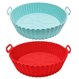 Reusable Air Fryer Liners; Silicone Air Fryer Basket Air Fryer Accessories (Color: Dark Red + Light Blue)