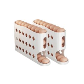2Pcs/Set Multi-layer Household Refrigerator Side Door Rolling Egg Storage Box (Type: Egg Storage Box, Color: Milky White)