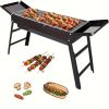 23" Lightweight Charcoal BBQ Grill, Collapsible Stainless Steel Design for Picnics & Beach Parties - Portable Outdoor Grill with Detachable Grate