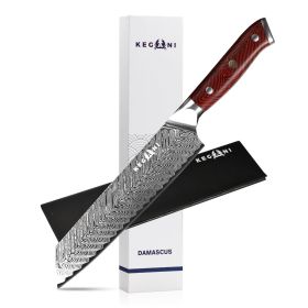 Kegani Meat Cleaver Knife 7 Inch - Damascus 73 Layers AUS-10 Steel Core Butcher Knife - G10 Handle Chinese Knife With Gift Box & Sheath (Color: Flame Knight Series, size: Kiritsuke knife)