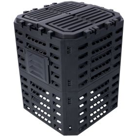 Garden Composter Bin Made from Recycled Plastic – 90 Gallons (340Liter) Large Compost Bin - Create Fertile Soil with Easy Assembly, Lightweight (Color: as Pic)