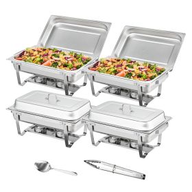 VEVOR 4-Pack Rectangle Chafing Dish Set with Full-Size 8Qt Pan Frame Fuel Holder (Pack: 4-Pack)
