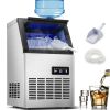 Commercial Ice Maker Machine, 80-110LBS/24H Under Counter Ice Maker, Stainless Steel Freestanding Ice Machine,Self-Cleaning, 2 Water Inlet Modes