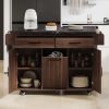 Kitchen Island with Trash Can Storage Cabinet, Kitchen Cart with Drop Leaf, Spice Rack, Towel Rack and Drawer