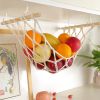 Fruit Hammock; Gray Fruit Basket; 100% Cotton; Screws & S Hooks; Banana Holder; Hanging Fruit Basket for Potato Storage