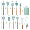 11Pcs Silicone Cooking Utensil Set Heat Resist Wooden Handle