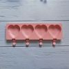 Food Grade Silicone Ice Cream Mold 4 Grids Love-shaped Large Ice-cream Popsicle Mold