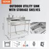 VEVOR Stainless Steel Utility Sink, Free Standing Single Bowl Commercial Kitchen Sink Set w/Workbench