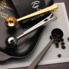 Two-in-one Stainless Steel Coffee Spoon Sealing Clip Kitchen Gold