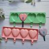 Food Grade Silicone Ice Cream Mold 4 Grids Love-shaped Large Ice-cream Popsicle Mold