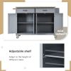 racKitchen Island Cart with Solid Wood Top and Locking Wheels,54.3 Inch Width,4 Door Cabinet and Two Drawers,Spice Rack, Towel Rack (Grey Blue)