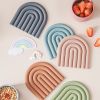1pc Rainbow Silicone Heat Insulation Pad; Eco Friendly Soft Table Mat; Heat Resistant Silicone Trivets For Pots And Pans; Square Silicone Hot Pads