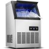 Commercial Ice Maker Machine, 80-110LBS/24H Under Counter Ice Maker, Stainless Steel Freestanding Ice Machine,Self-Cleaning, 2 Water Inlet Modes