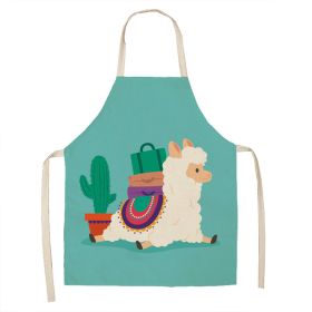 Alpaca Cartoon Cotton Linen Apron Sleeveless Antifouling Kitchen Home Cooking Waist Hanging Neck Kids' Bib (Option: 25-65 X53cm Conventional)